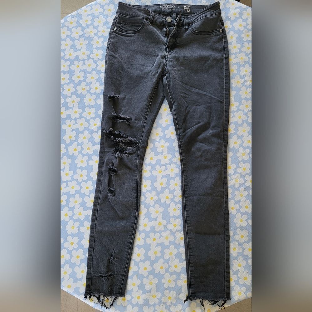 Size 27 NOISY MAY Distressed Black Women Jeans